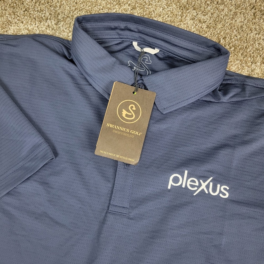 NWT Swannies Golf Mens Medium Solid Navy Performance Stretch Polo Short Sleeve